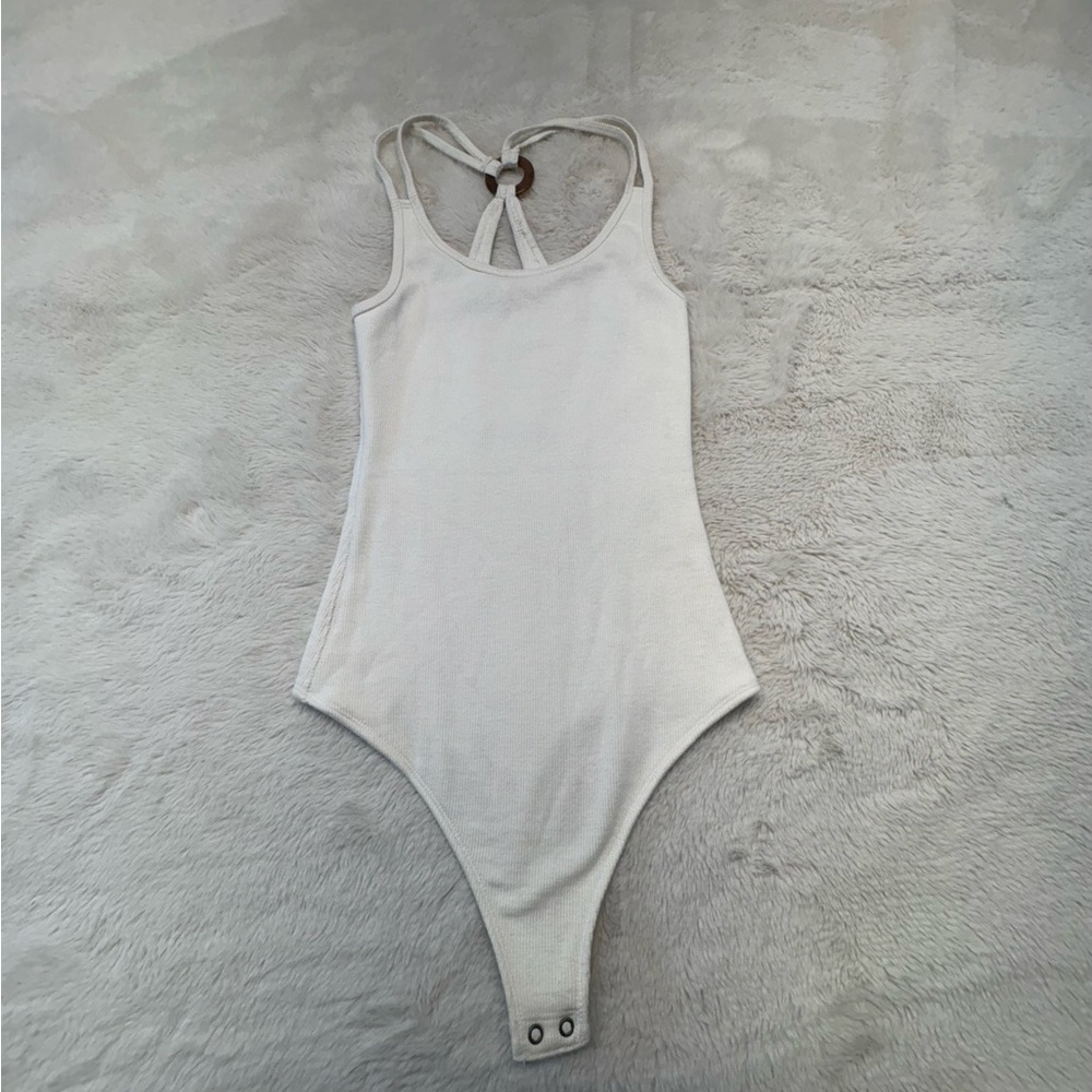 Abercrombie & Fitch Ribbed Tortoiseshell Ring Back Bodysuit Size XS